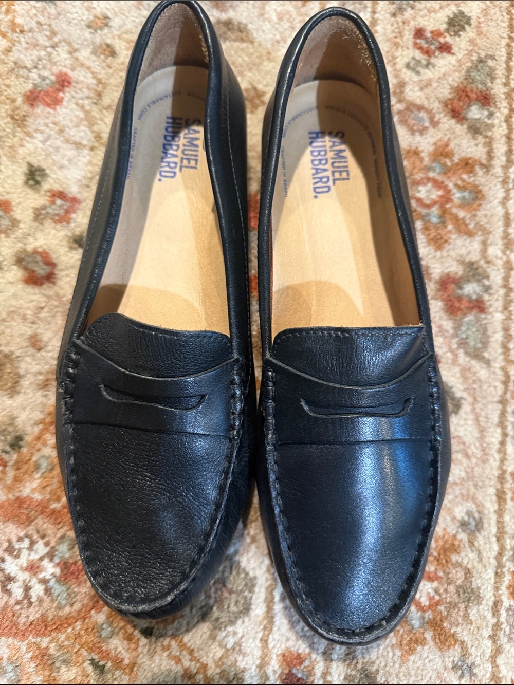 Samuel Hubbard Black Leather Penny Loafers